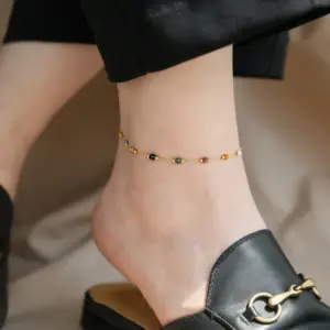 【XKA0073】Colorful Beaded Anklet / Gold