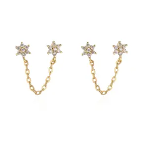 White Diamond Double Ear Piercings 1 Pair