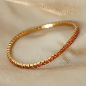 E048-Orange Zircon Gold Bracelet