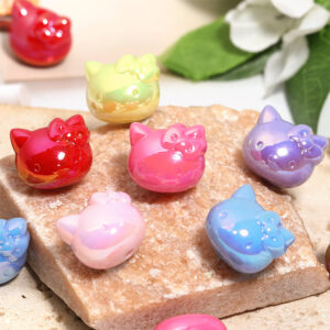Wholesale Cute Cartoon Cat Head Through-Hole High-Gloss Beads OLY Exclusive