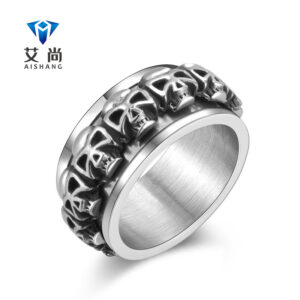 Wholesale Skull Rotating Stainless Steel Ring Factory Direct Sales Wholesale Bulk Can Be Customized Cross-Border Popular Accessories for Couples
