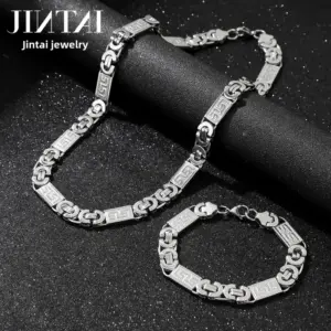 Steel Color 11mm*60cm Top Chain + Bracelet Set / Stainless Steel S.STEEL
