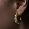 Wholesale 1 Pair Simple Style U Shape Plating Inlay Stainless Steel Artificial Pearls 14k Gold Plated Ear Studs