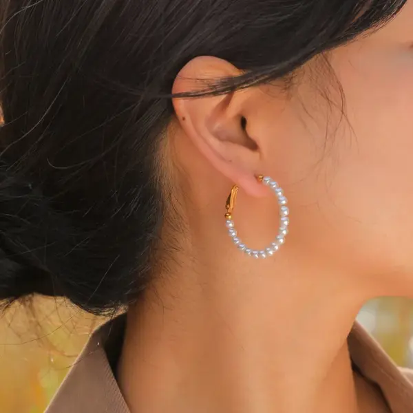 Wholesale PVD Coated Geometric 303 Stainless Steel Simple Style Waterproof Non Tarnish 304 Stainless Steel Hoop Earrings
