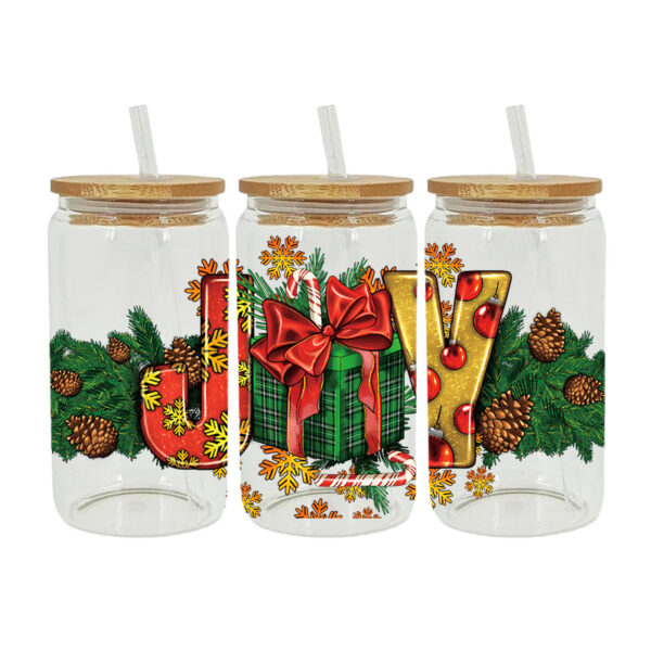 Wholesale Red, green, and blue color scheme 16oz Cup UV DTF Wraps