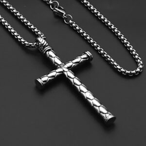 Golden hoop cross + titanium steel chain