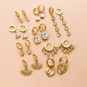 1 Pair Fashion Sector Heart Shape Tassel Gold Plated Inlay 304 Stainless Steel Zircon Stainless Steel Earrings