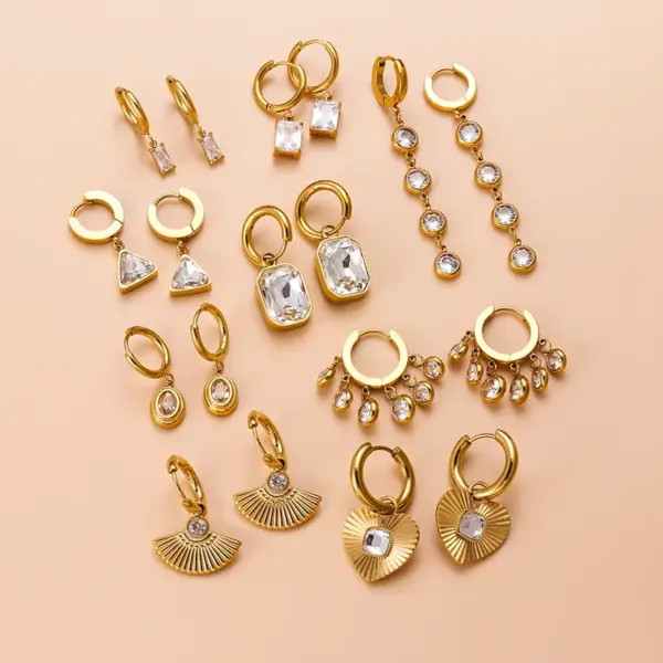 1 Pair Fashion Sector Heart Shape Tassel Gold Plated Inlay 304 Stainless Steel Zircon Stainless Steel Earrings