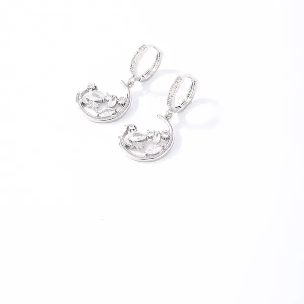 Wholesale PVD Coated Rhodium Plated Water Droplets Heart Shape Flower 304 Stainless Steel Casual Sweet Korean Style Waterproof Non Tarnish Drop Earrings