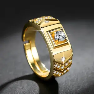 V-Shaped Open Men's Ring (Yellow Gold) / Adjustable Opening