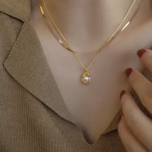 Wholesale Fashion Geometric Stainless Steel Titanium Steel Plating Pendant Necklace