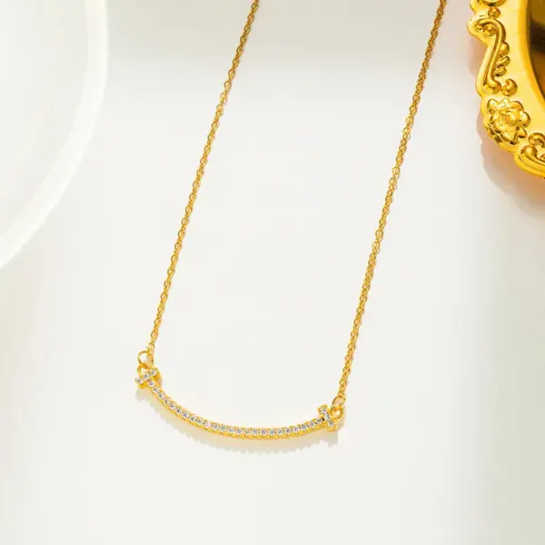 Wholesale PVD Coated Real Gold Plated Geometric Stainless Steel Simple Style Waterproof Non Tarnish Necklace