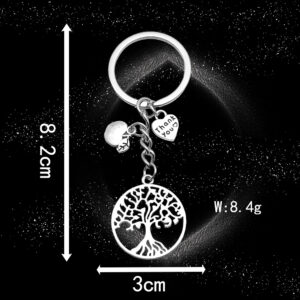 Ancient silver tree letters love apple key chain ring-LS04-8.4g