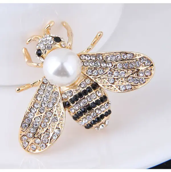 Fashion Bee Alloy Inlay Artificial Pearls Rhinestones Women's Brooches