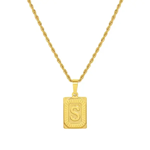 Wholesale PVD Coated Real Gold Plated 18K Gold Letter 304 Stainless Steel Fashion Waterproof Non Tarnish 304 Stainless Steel Pendant Necklace