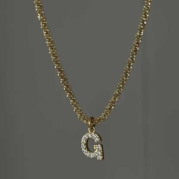 PVD Coated Real Gold Plated Letter 304 Stainless Steel IG Style Simple Style Waterproof Non Tarnish 304 Stainless Steel Pendant Necklace