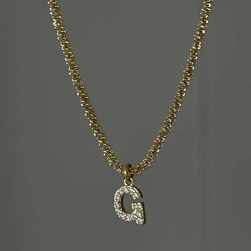 Wholesale PVD Coated Real Gold Plated Letter 304 Stainless Steel IG Style Simple Style Waterproof Non Tarnish 304 Stainless Steel Pendant Necklace
