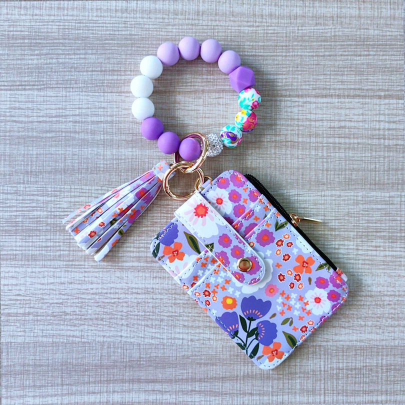 Wholesale Card Holder Leather Tassel Wrist Keychain