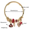 Casual Vacation Classic Style Red Heart Ladybugs 304 Stainless Steel Alloy Gold Plated Rhinestones Bangle In Bulk