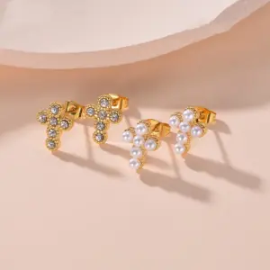 Wholesale PVD Coated Real Gold Plated Printing 304 Stainless Steel Simple Style Waterproof Non Tarnish Ear Studs