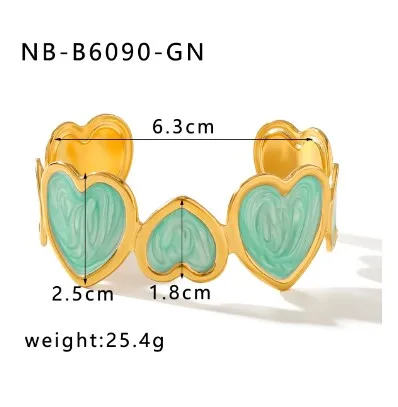 PVD Coated 18K Gold Real Gold Plated C Shape Heart Shape 304 Stainless Steel Classic Style Waterproof Non Tarnish 304 Stainless Steel Cu Bracelets