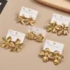 Wholesale Floral Ear Cuff 304 Stainless Steel Vacuum Plated Elegant Simple Style Women's Earring For Daily Wear Weekend Holiday