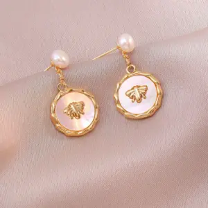 E1128 Butterfly Freshwater Pearl Earrings