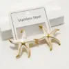 304 Stainless Steel Starfish Ion Plating (IP) Golden Plated Lady Waterproof Non Tarnish Gold Ear Studs