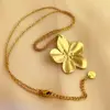 PVD Coated Real Gold Plated 18K Gold Flower 304 Stainless Steel Elegant Streetwear Waterproof Non Tarnish 201 Stainless Steel Pendant Necklace