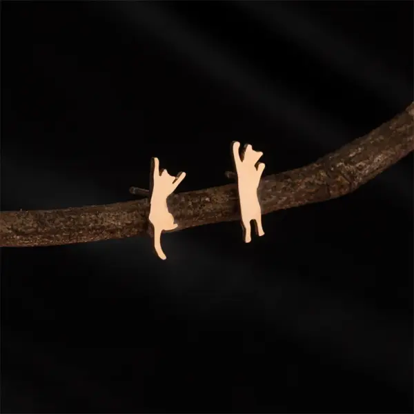 Wholesale PVD Coated 18K Gold Real Gold Plated Animal Cat 304 Stainless Steel Cute Basic Sweet Waterproof Non Tarnish Ear Studs