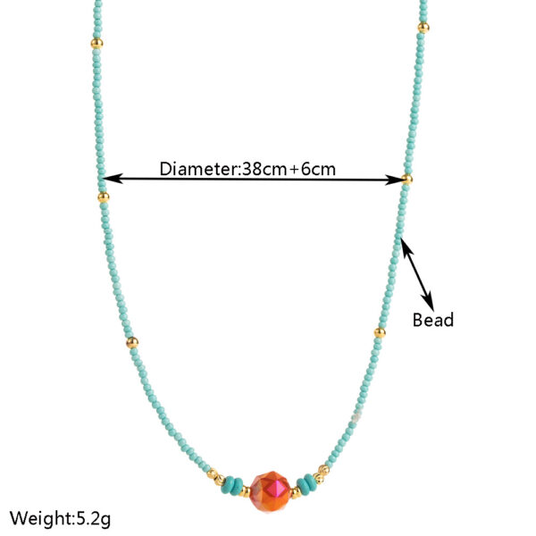 Wholesale Cross-border retro ethnic style colorful natural stone beaded necklace, light luxury, high-end, elegant and versatile choker/collarbone chain