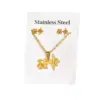 Wholesale Fashion Star Heart Shape Crown Stainless Steel Inlaid Gold Women's Earrings Necklace 1 Set