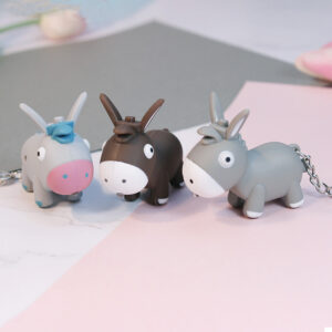 Wholesale Sound luminous cartoon donkey silly keychain children's schoolbag pendant luggage accessories toy manufacturers spot