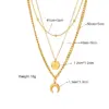 PVD Coated 18K Gold Plated Star Moon Stainless Steel Vintage Style Waterproof Non Tarnish 304 Stainless Steel Layered Necklaces