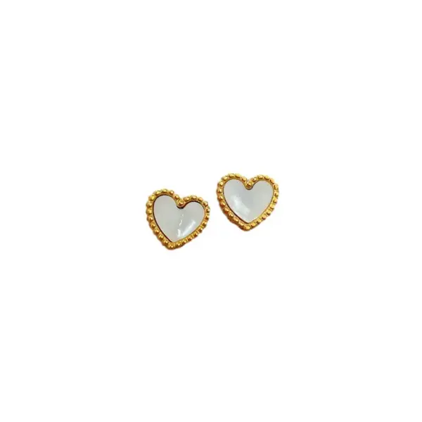 Wholesale PVD Coated Real Gold Plated Heart Shape Titanium Steel Modern Style Simple Style Waterproof Non Tarnish Ear Studs