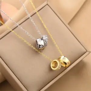Wholesale Real Gold Plated Round 304 Stainless Steel Fashion Waterproof Non Tarnish Necklace