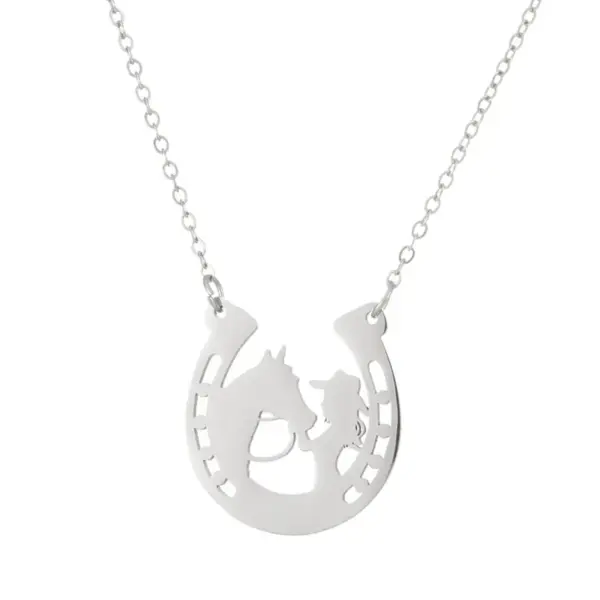 Stainless Steel Human Animal Horse PVD Coated Titanium Steel Rose Golden Plated Gold Plated Cartoon Style Waterproof Non Tarnish Plating Rose Gold Gold Silver Necklace