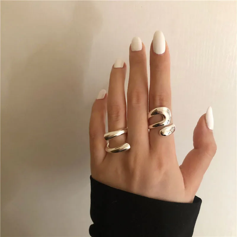 Wholesale Fashion Solid Color Copper Silver Plated Open Ring 1 Piece