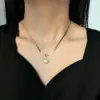 Wholesale Fashion Heart Shape Titanium Steel Inlay Pearl Earrings Necklace