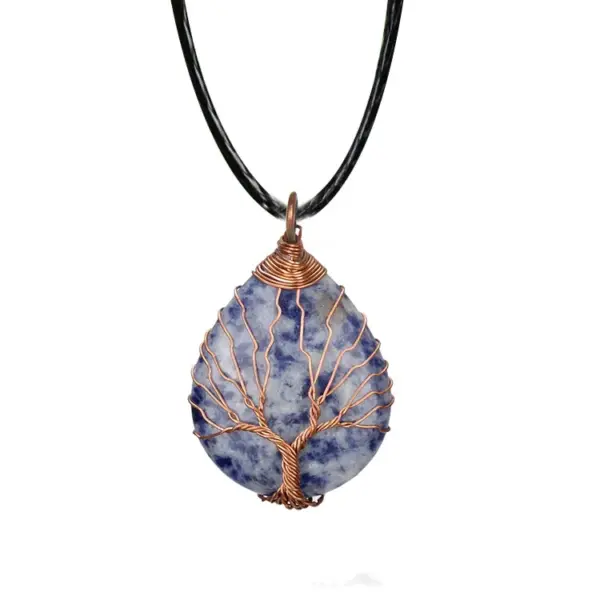 Wholesale Vintage Style Water Droplets Natural Stone Handmade Pendant Necklace 1 Piece