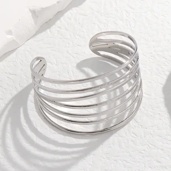 Wholesale Fashion Lines 304 Stainless Steel 18K Gold Plated Stainless Steel Bracelets In Bulk