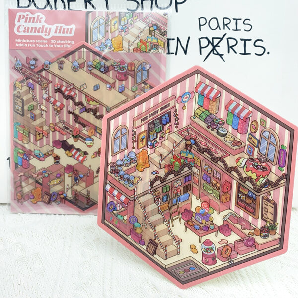 Wholesale Pink Candy House Landscaping Stickers 3D Microscopic World Cartoon Toy Handbook Stickers Decompression DIY Scene