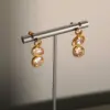 Wholesale 1 Pair IG Style Simple Style Geometric Water Droplets Plating Inlay Titanium Steel Pearl Zircon 18K Gold Plated Drop Earrings Ear Cuffs Ear Studs