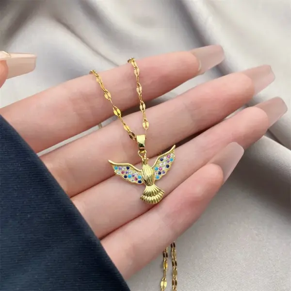 Elegant Simple Style Dolphin Heart Shape Butterfly Stainless Steel Plating Inlay Zircon Pendant Necklace