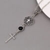 Wholesale Cross-border new cross necklace pendant, agate, black, stone, heart-shaped, factory