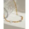 Wholesale 304 Stainless Steel Star Heart Shape PVD Coated 18K Real Gold Plated Simple Style Classic Style Necklace
