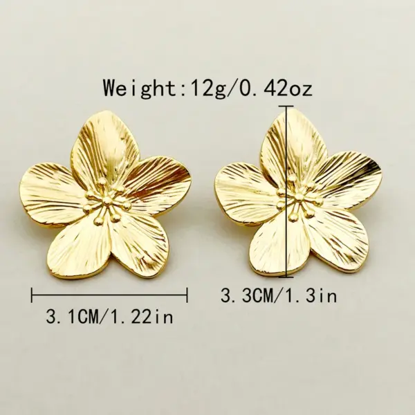 Stainless Steel Flower PVD Coated Stone-Free Real Gold Plated Gold Plated Casual Cute Sweet Waterproof Non Tarnish lishing Plating Gold Ear Studs