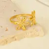 Wholesale Ion Plating (IP) Real Gold Plated Flower 304 Stainless Steel Vintage Style Simple Style Waterproof Non Tarnish Open Rings