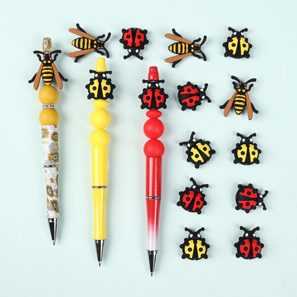 Wholesale Cross-Border New Product 3D Ladybug Silicone Beads Cartoon Jewelry Beading Material Kidsren's Jewelry Insect Silicone Beads