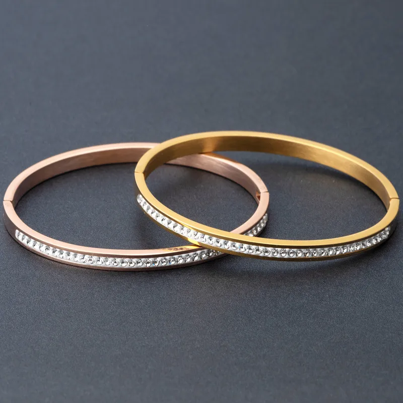 Wholesale Round Rose Stainless Steel Simple Style Bangle